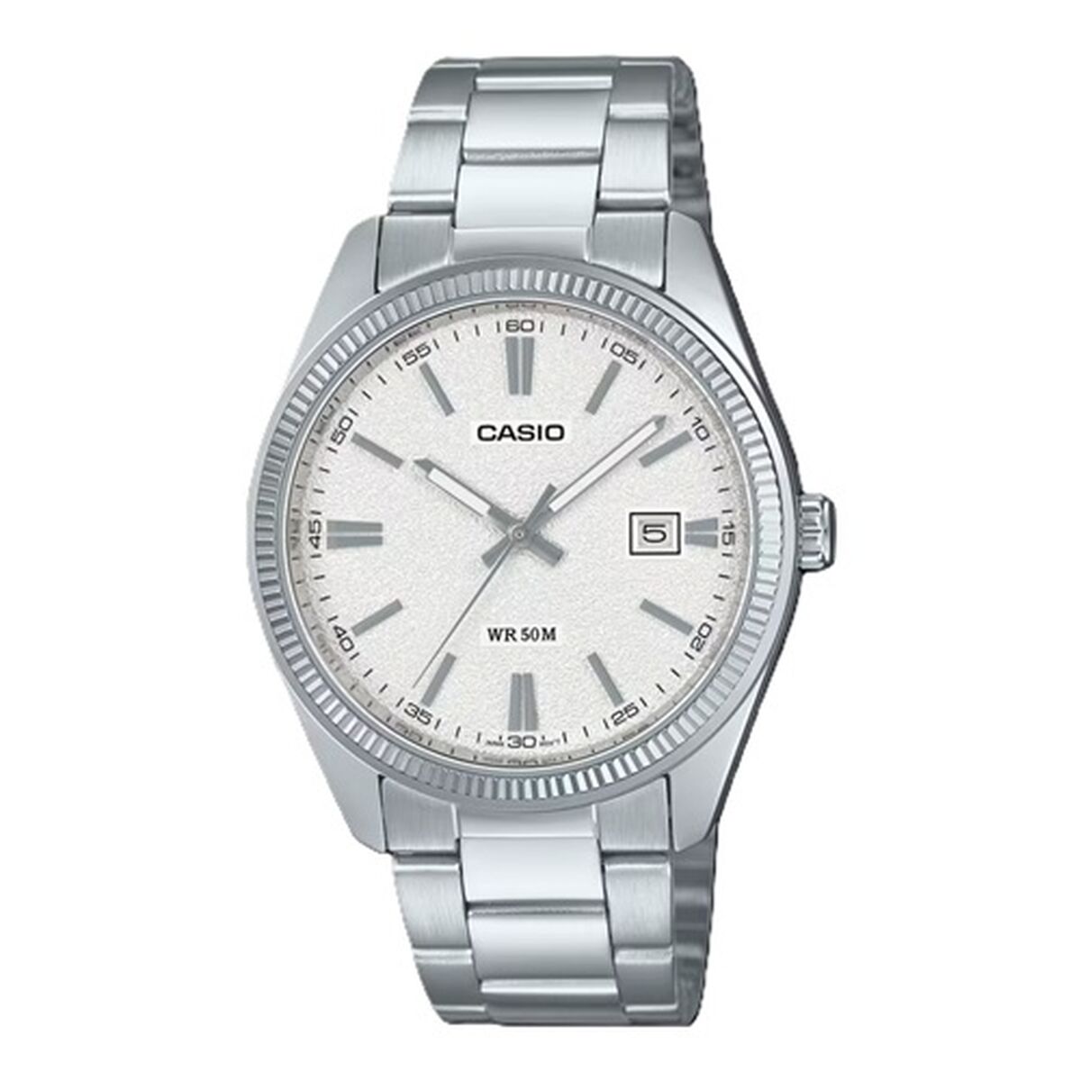 ceas barbati casio date white, matte dial (Ã 38,5 mm)